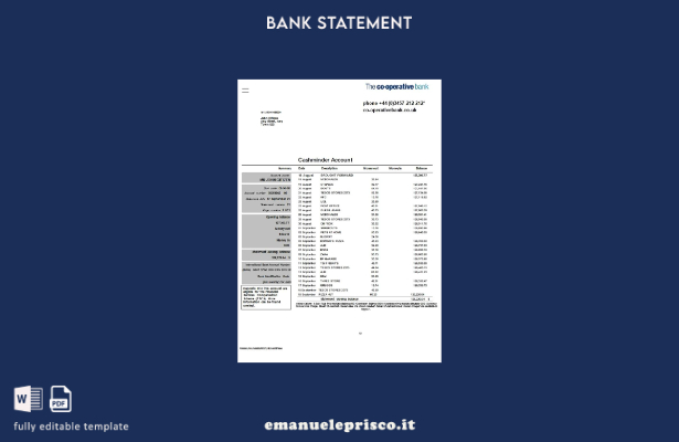 stile verificato Regno Unito Il modello word di estratto conto bancario cooperat